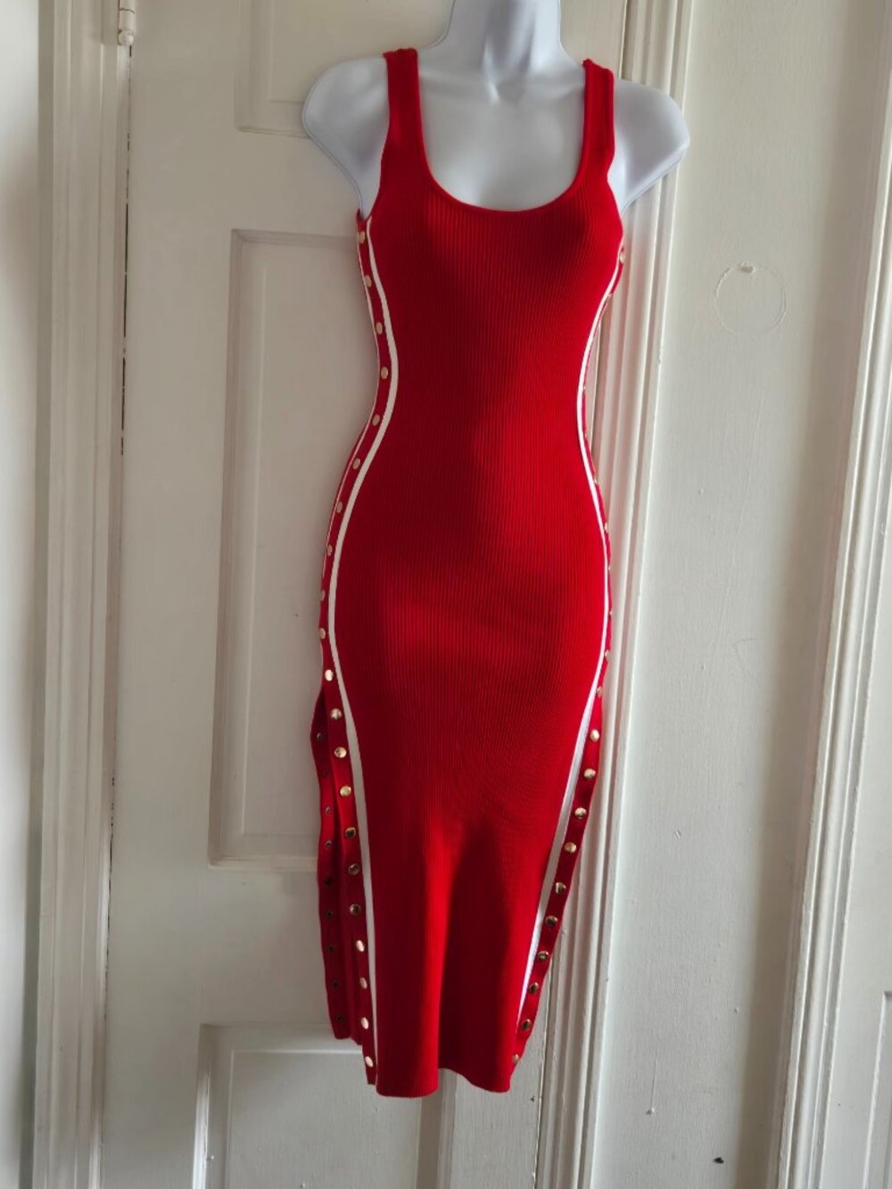 Hera Collection Red and White ribbed tank dress
